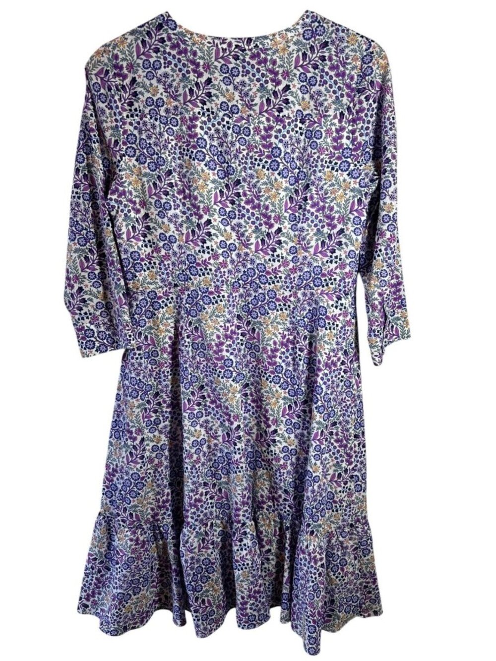 Talbots Purple Floral Cotton Button Front Dress Size 8 EUC Cottagecore - Picture 4 of 6
